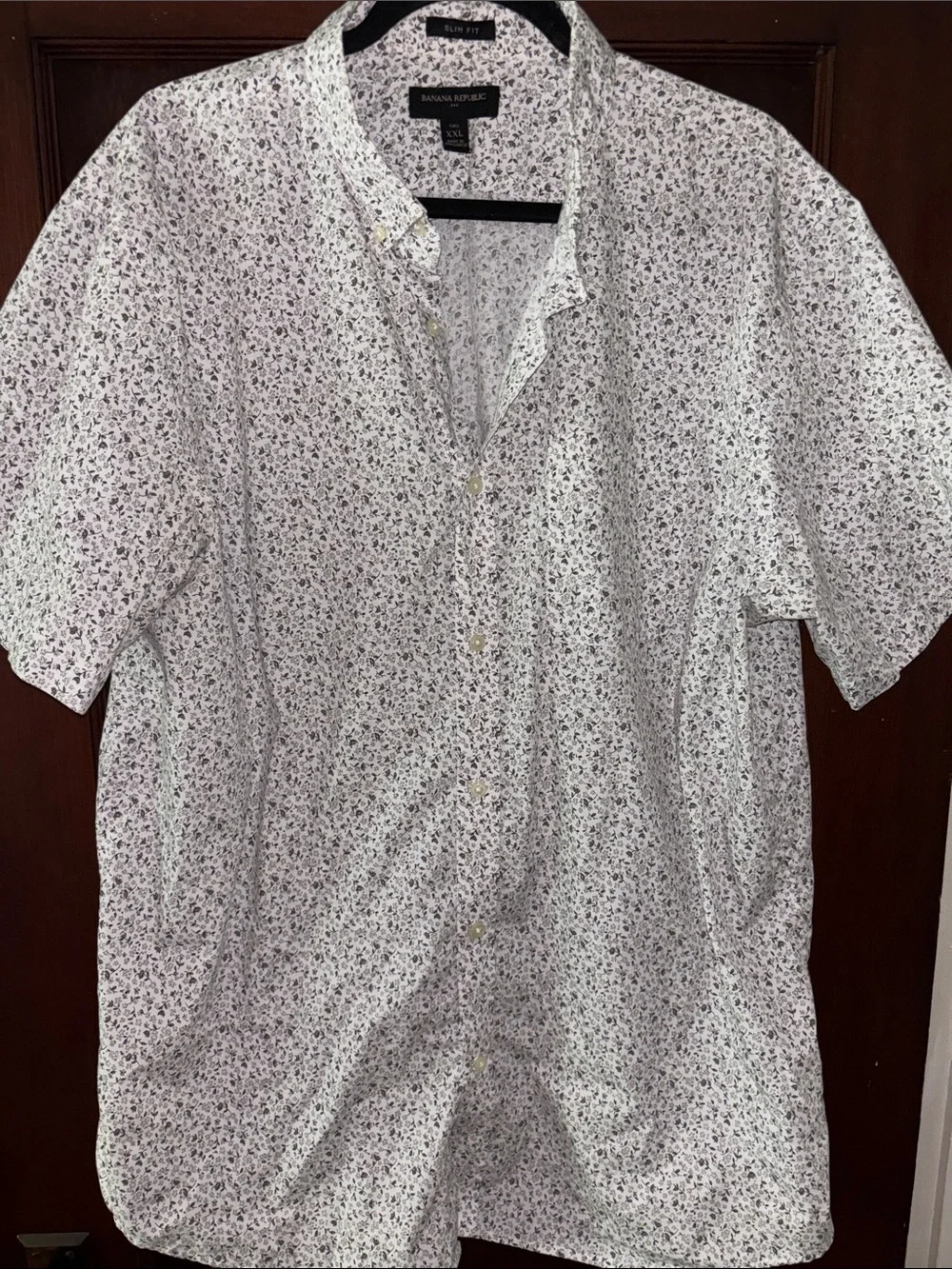 Banana Republic Men's Slim Fit Short-Sleeve Floral Button-Down Shirt